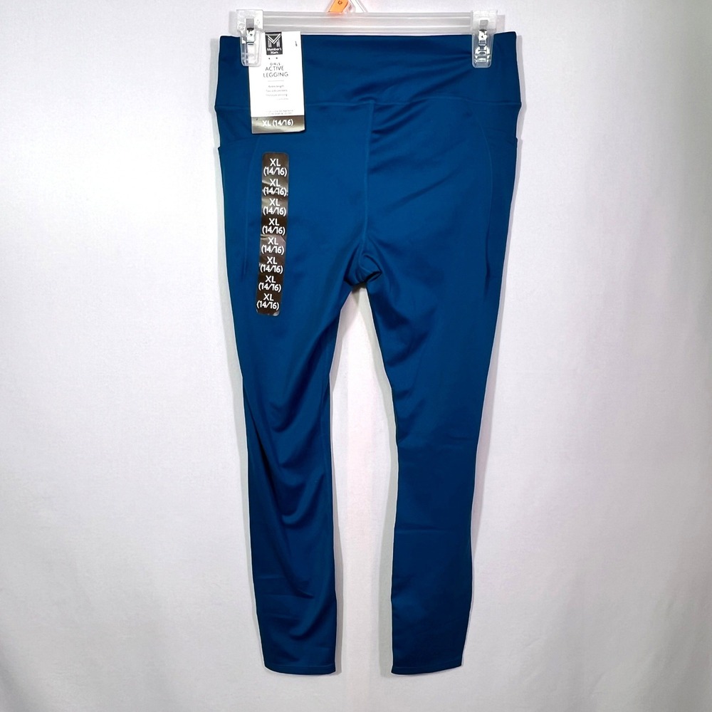 Member's Mark Girls Active Leggings XL 14/16 Turquoise Pockets SG3406-B NEW - Picture 2 of 7